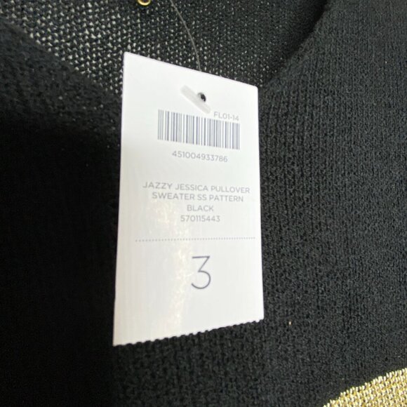 NWT Chicos Jazzy Jessica Pullover Sweater Gold Black Stripe XL Size 3 Lightning - Picture 7 of 12